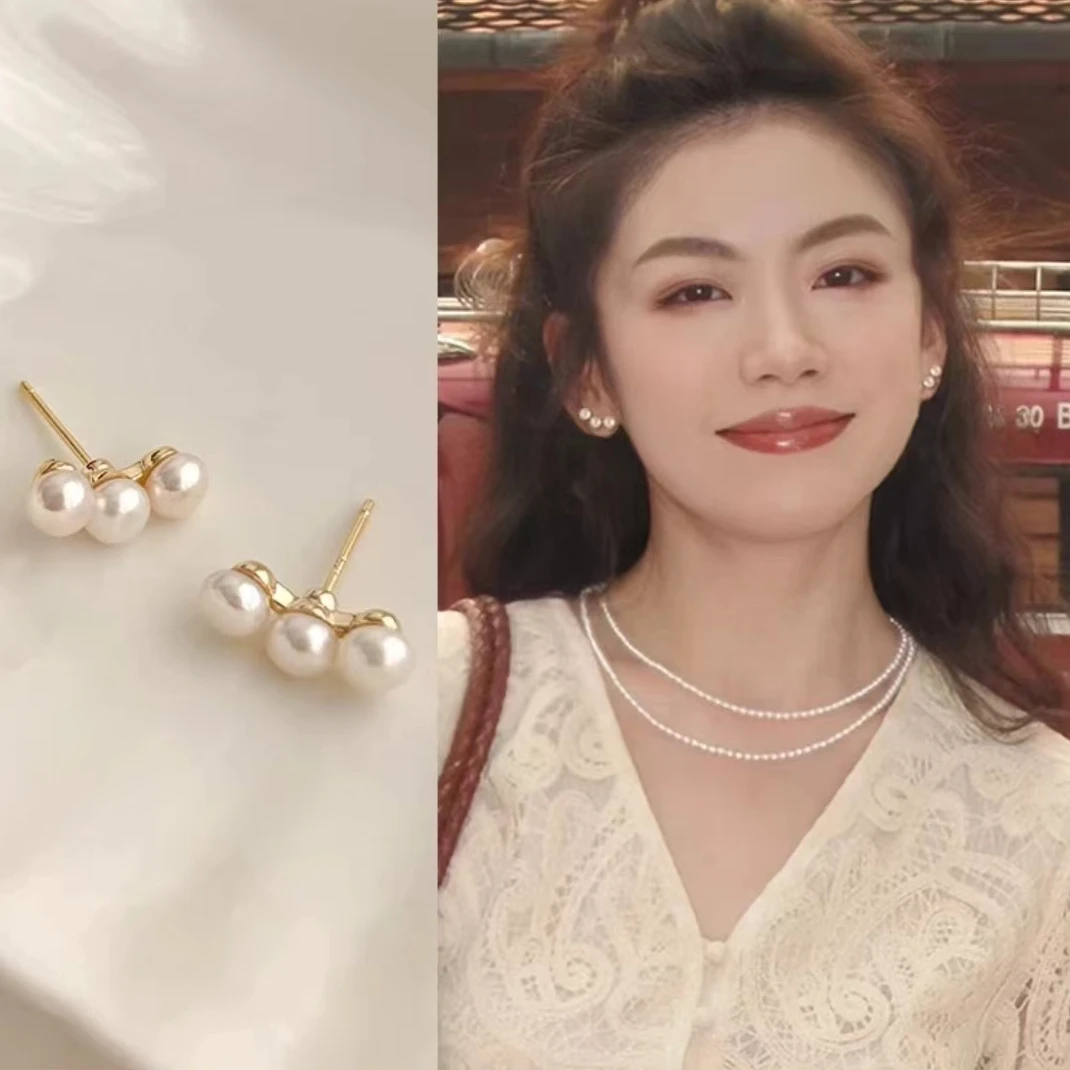 合金仿珍珠耳饰 时尚温柔百搭耳钉女2024年新款爆气质轻奢耳环潮