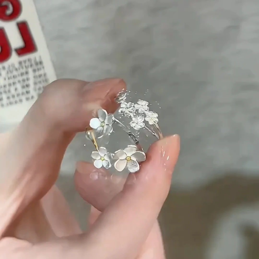 简约立体花朵戒指女 ins小众设计高级感开口可调节食指戒指尾戒潮