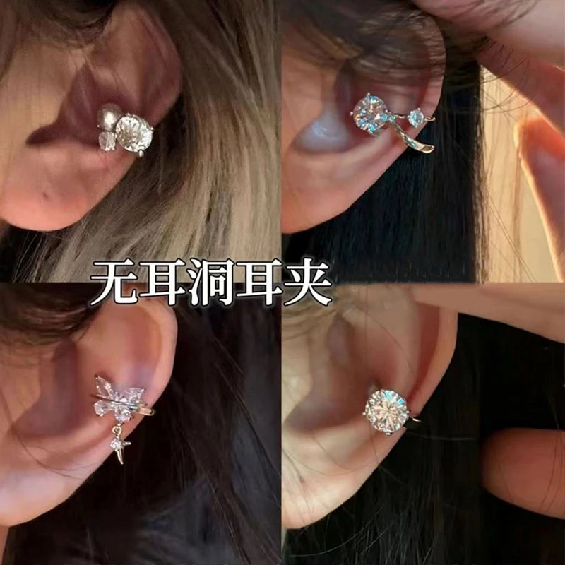 超闪耳骨夹女冷淡风小众高级耳环轻奢百搭无耳洞耳夹耳饰