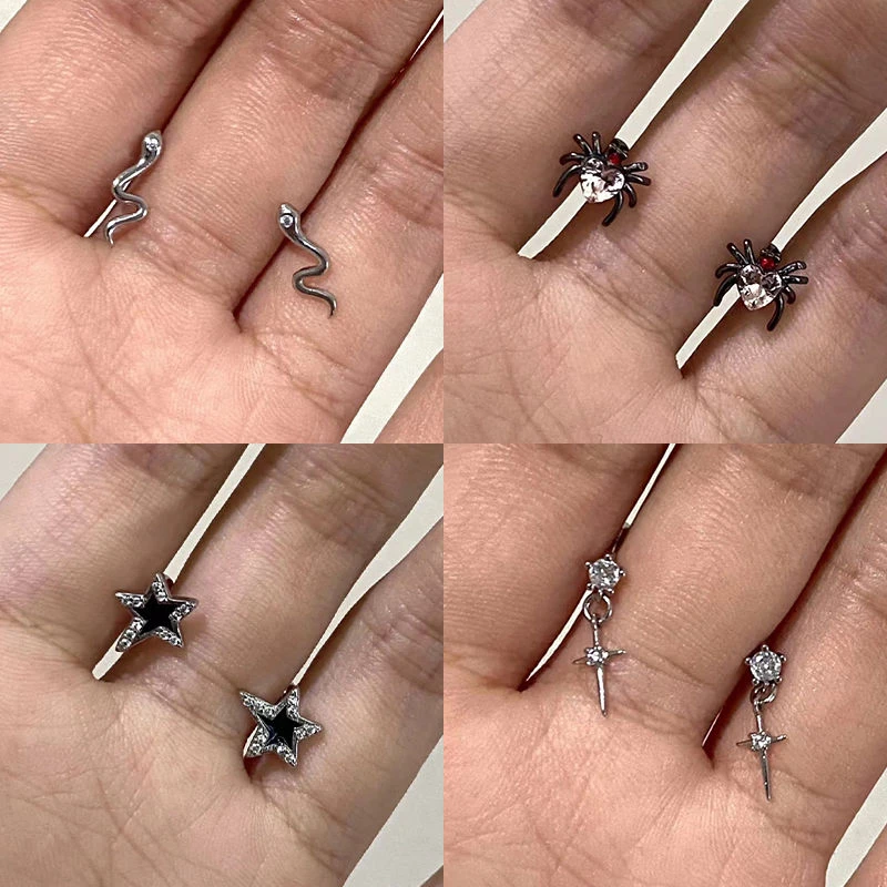 合金耳饰 迷你可爱小蛇耳骨钉女耳饰简约百搭睡觉不用摘小众