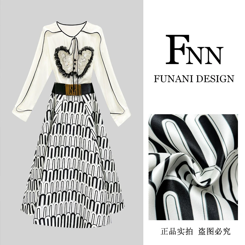 芙娜妮轻奢秋季新款法式优雅气质复古显瘦网红名媛女装F2430024