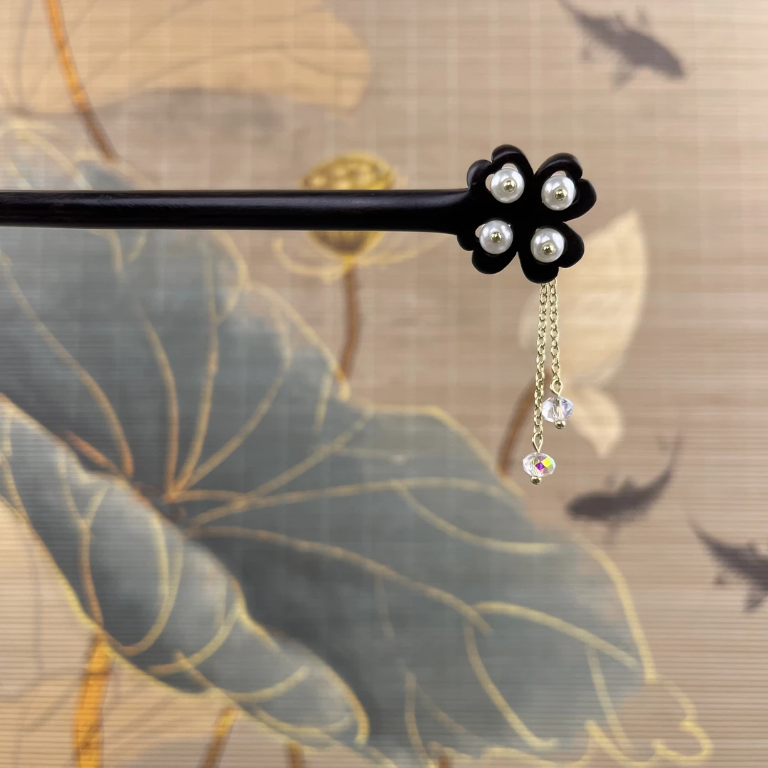 J67白色圆球发簪气质手工头饰发饰中式纯手工国风簪子