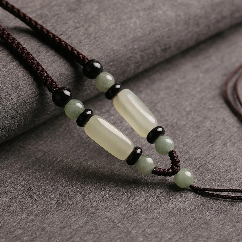 天然和田玉吊坠挂绳编绳玉石玉坠玉佩平安扣项链绳挂件吊坠绳男款