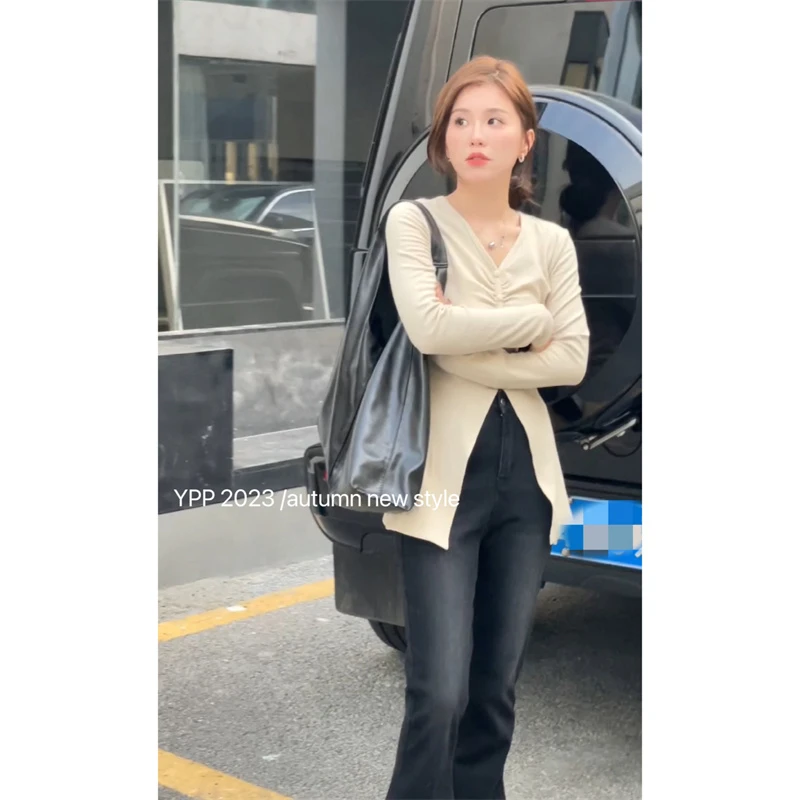 YPP!【掐出小蛮腰】上身立马纸片人~设计感单排扣下摆开叉设计上衣