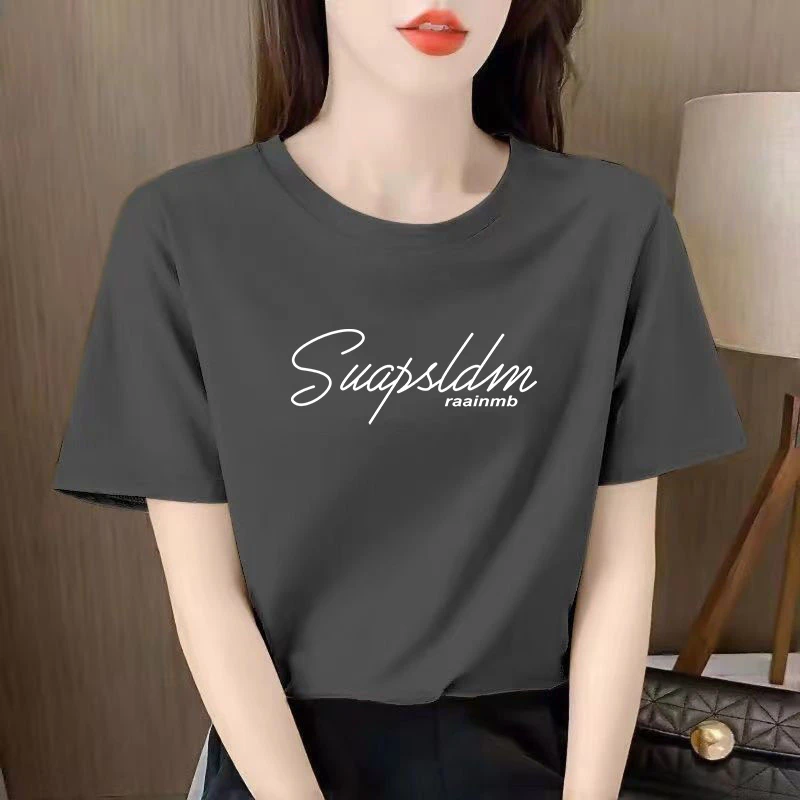 夏季新款短袖t恤女宽松洋气休闲百搭显瘦半袖印花女士t恤短袖圆领