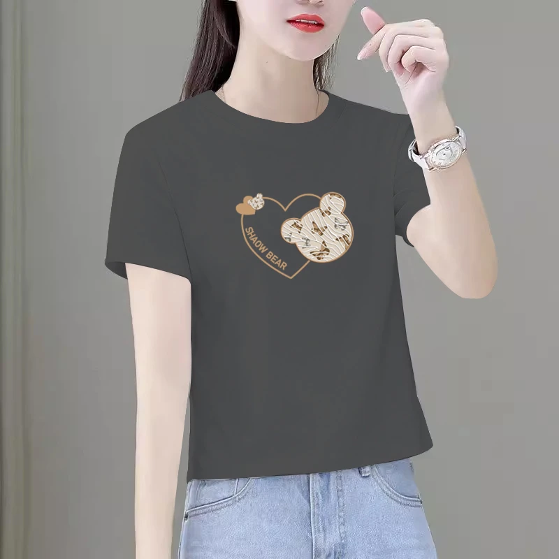 短款正肩短袖t恤女宽松夏季新款时尚洋气休闲百搭显瘦小个子上衣