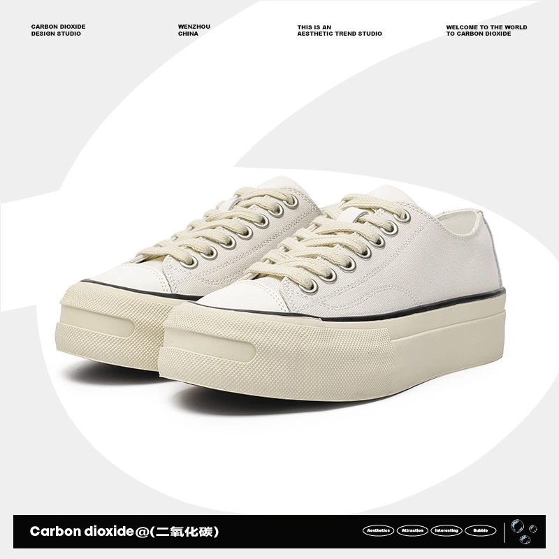 开口笑帆布鞋板鞋2024新款厚底日系潮流百搭低帮鞋休闲男女情侣鞋