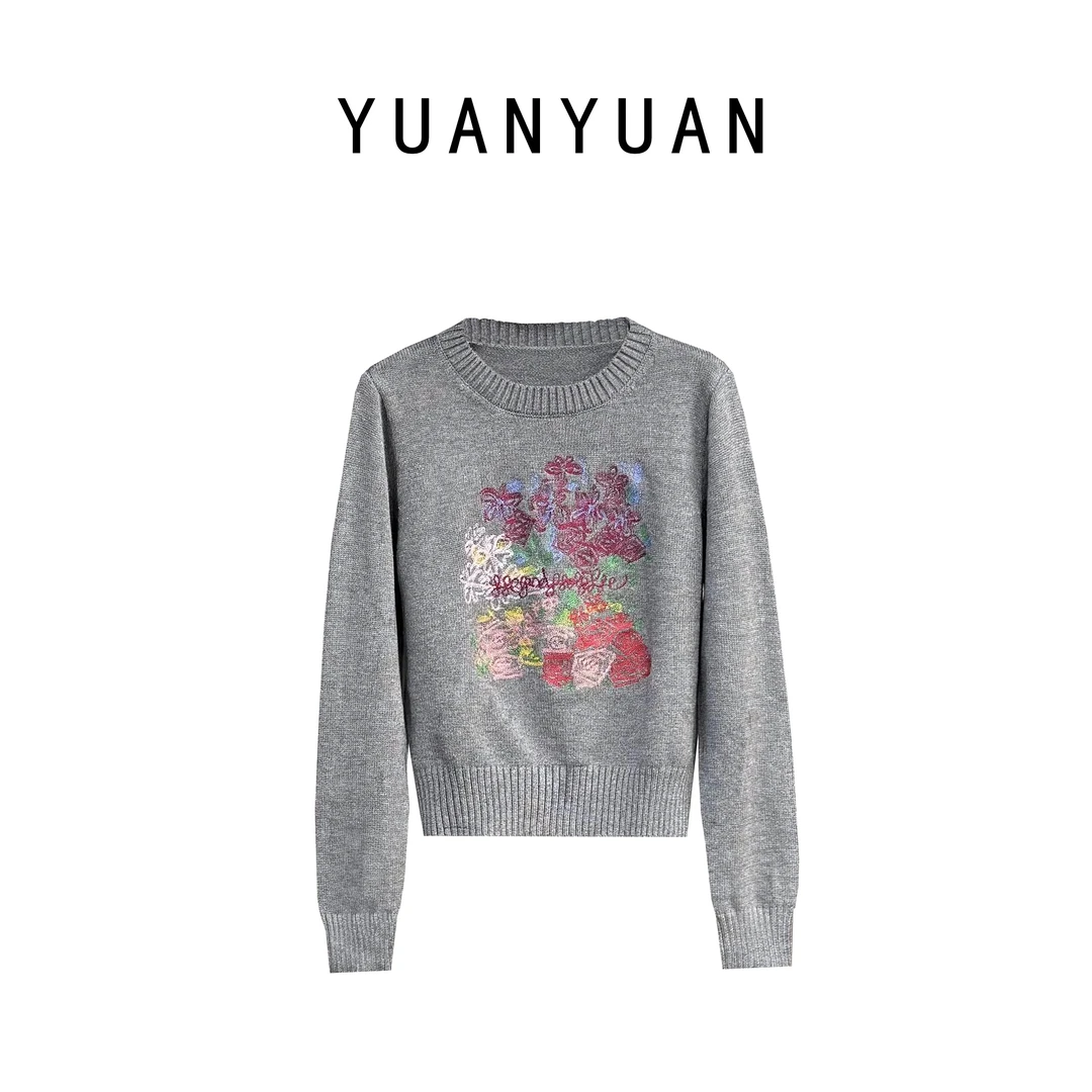 媛媛推荐【国潮】针织轻奢时尚休闲圆领重工秋冬毛衫