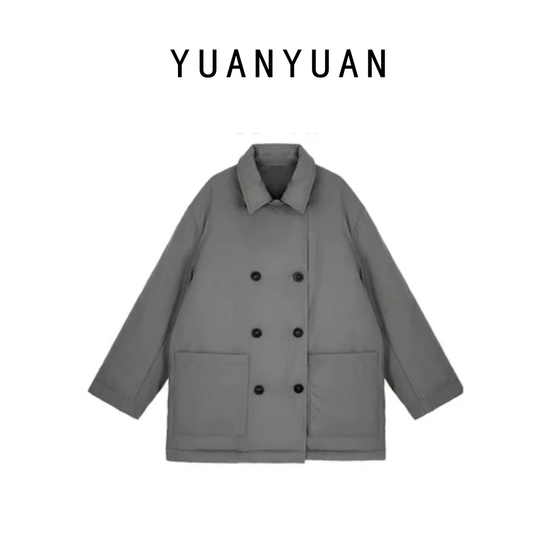 媛媛推荐【帅气方式】时尚冬季拼接条绒女款宽松保暖羽绒服A1376