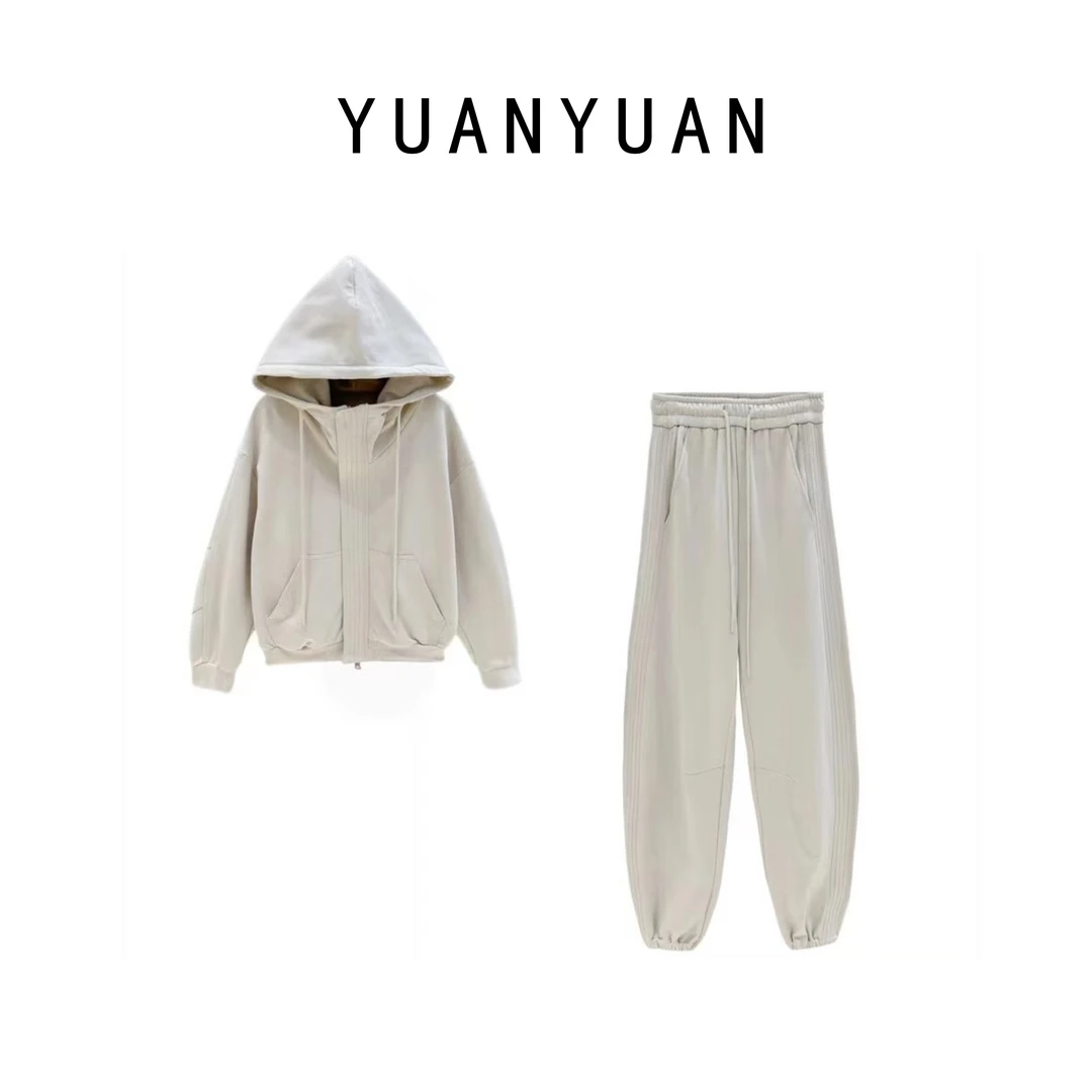 媛媛推荐【大雁南飞】时尚百搭秋冬连帽秋季时尚套装两件套A1293