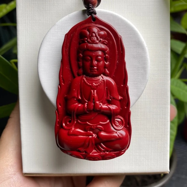 含辰砂工艺品 朱砂观音吊坠SLG077