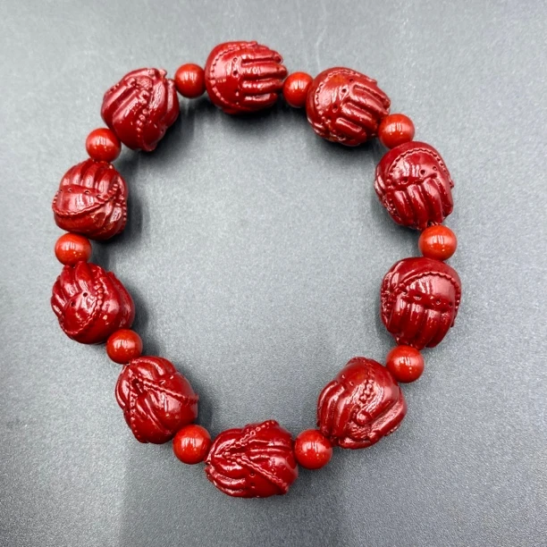含辰砂工艺品朱砂手串佛手款十全十美SLG106