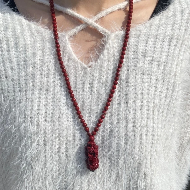 含辰砂工艺品朱砂毛衣链108颗配貔貅男士女士款SLG121