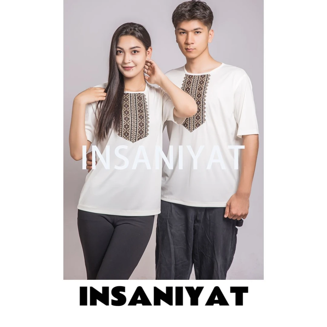 INNSANIYET/瑛沙昵雅KANWAY圆领情侣民族风短袖夏季薄款纯棉T恤