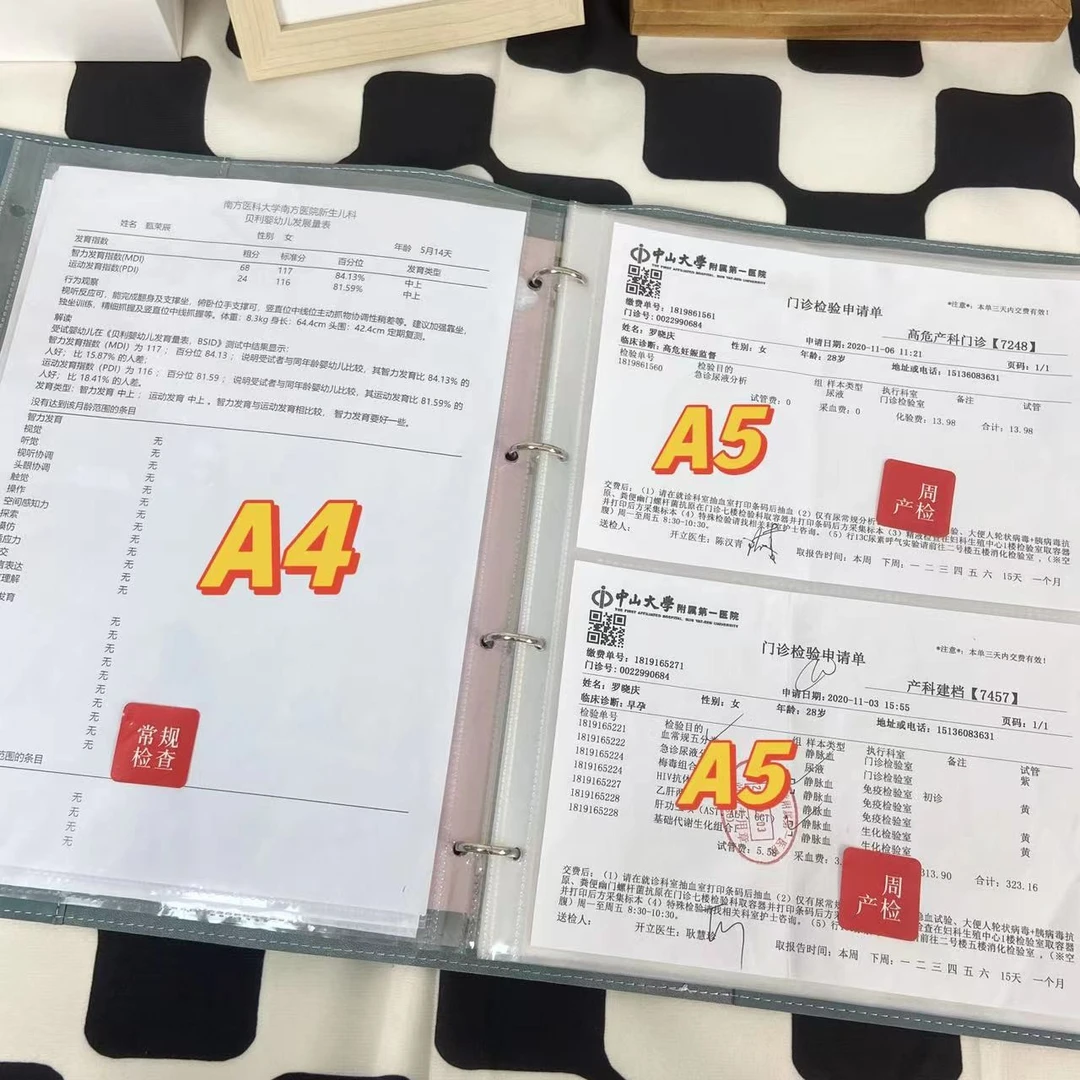 孕检收纳册内页孕妇产检报告单B超档案怀孕记录A4A5内页专属链接