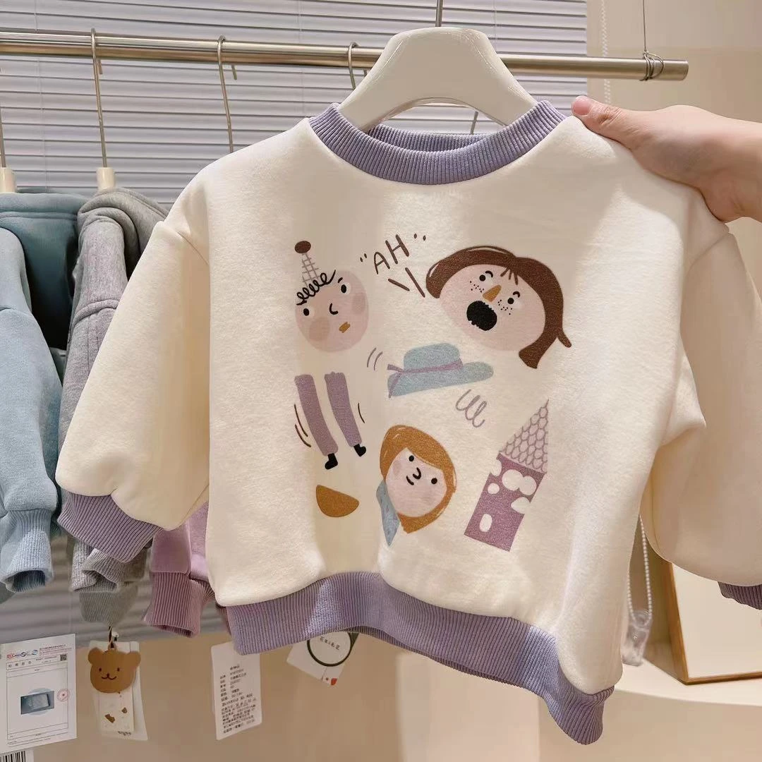 【卡菲丹】女童套装秋冬加绒加厚韩版童装洋气宝宝衣服卡通加绒洋气