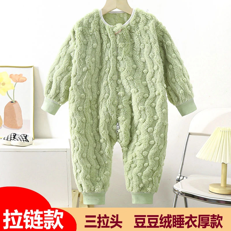 【卡菲丹】新品儿童连体衣加绒加厚男女童长爬服豆豆绒秋冬外穿洋气