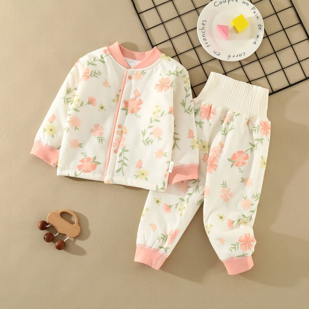 婴幼儿分体套装a类秋冬纯棉无骨新生儿分体棉服男女宝宝夹棉保暖