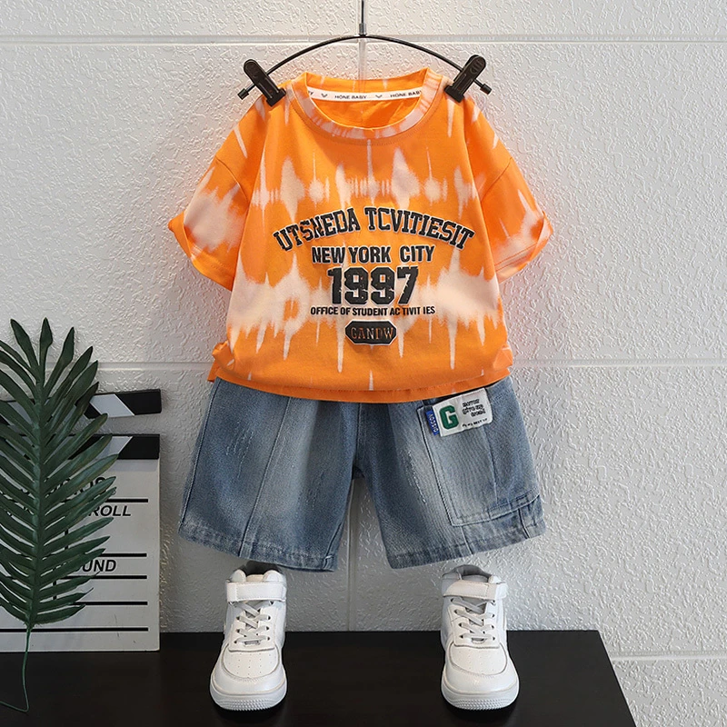 【现货】男童短袖夏季24新款儿童洋气宝宝夏装小男孩休闲运动半袖衫