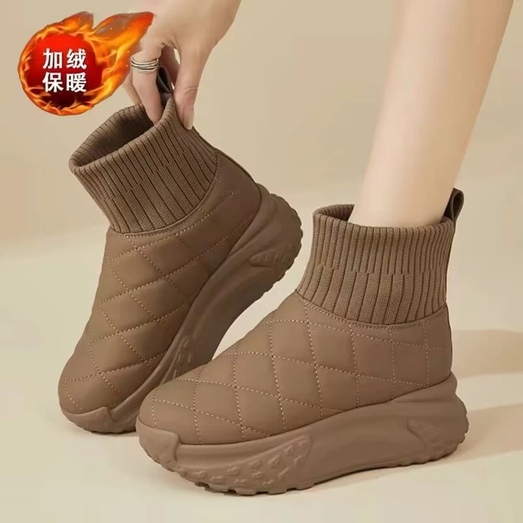 红蜻蜓牌雪地靴冬季厚底女鞋2023新款棉鞋女冬加绒加厚面包短靴女