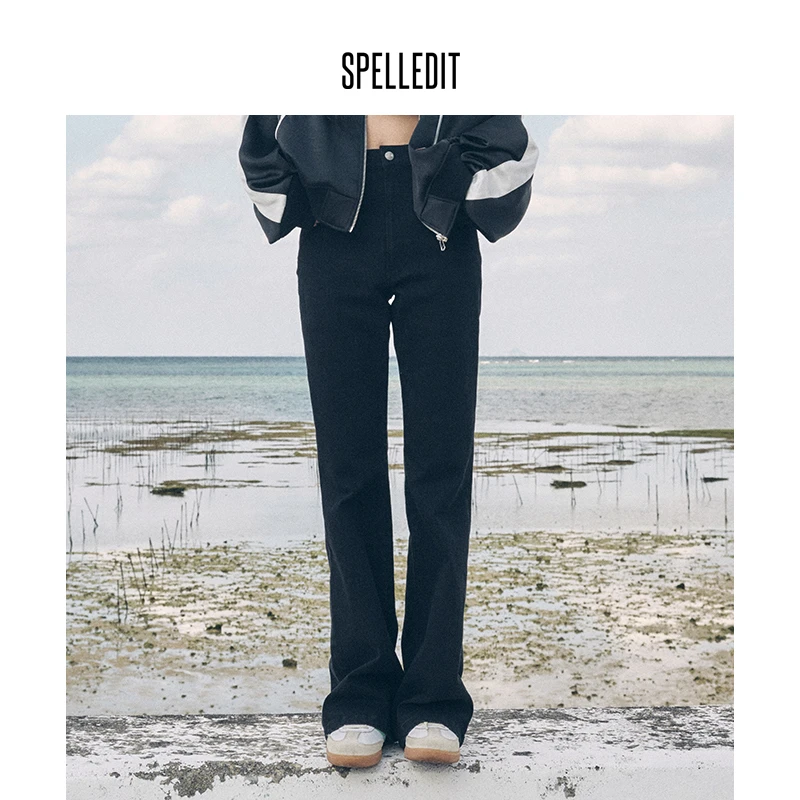 SPELLEDIT2024春季新款牛仔弹力喇叭裤韩版女通勤修身时尚显瘦
