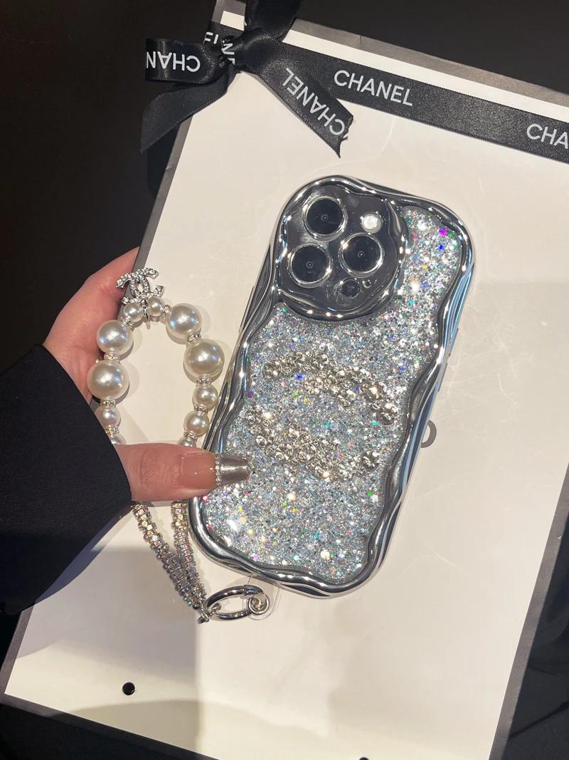 适用苹果华为荣耀oppo/vivo小米手机壳轻奢闪粉电镀小众手链网红