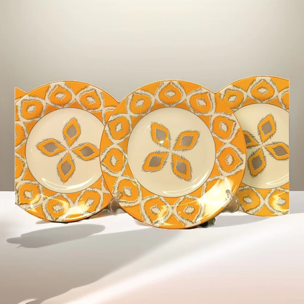 圆形饭盘盘轻奢餐盘餐垫欧式防烫风格隔热垫简约美式复古创意陶瓷