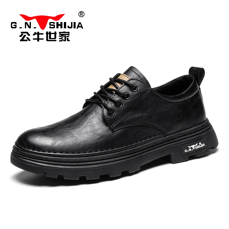 公牛世家皮鞋男一脚蹬轻便豆豆鞋商务正装休闲皮鞋软底舒适乐福鞋