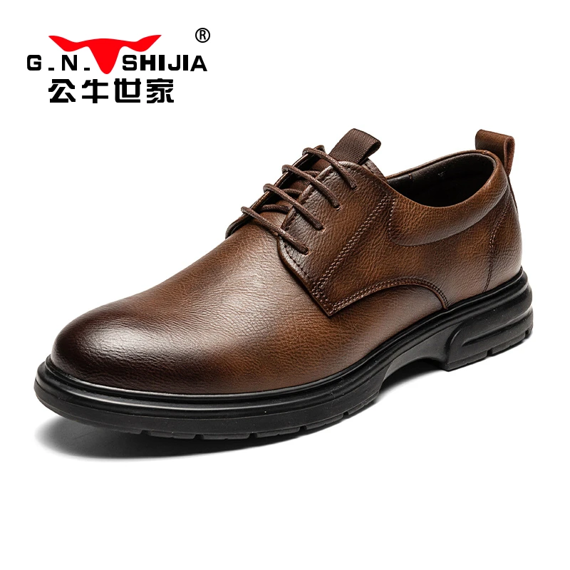 公牛世家皮鞋男一脚蹬轻便豆豆鞋商务正装休闲皮鞋软底舒适乐福鞋