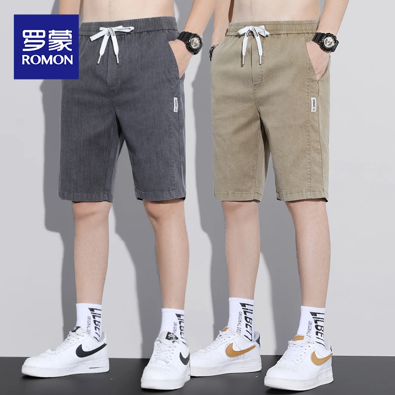 罗蒙爆款男士牛仔五分裤时尚休闲中裤2025新款裤子男夏季薄款短裤