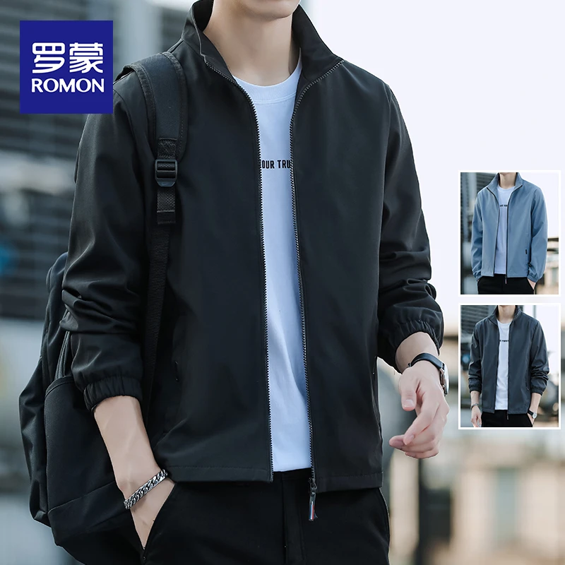 罗蒙宽松外套男装春秋款休闲潮牌轻奢百搭舒适男士百搭上衣男款