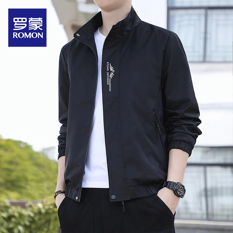 罗蒙男士夹克外套立领2025新款休闲上衣服男春秋季飞行员冲锋风衣