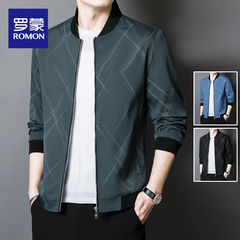 罗蒙行政夹克男士潮牌2025年春季轻奢条纹上衣男装外套春秋款百搭