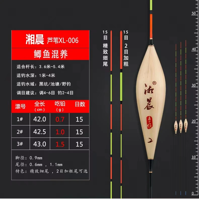 湘晨XL006带壳芦苇鲫鱼混养粗细尾黑坑野钓清晰醒目浮漂鱼漂优选