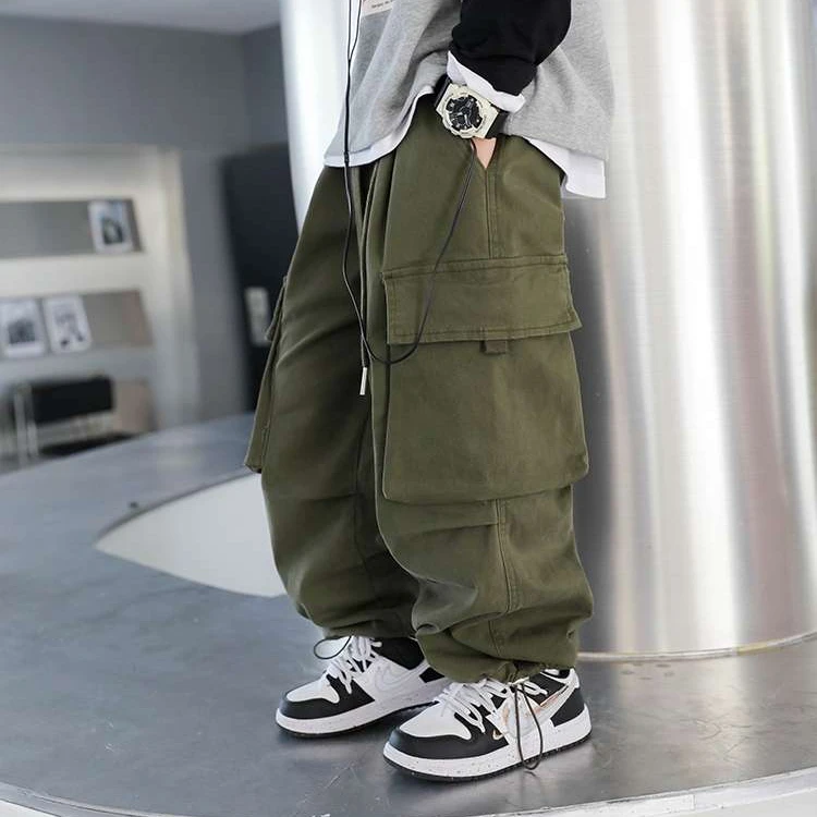 男童工装裤2025春秋新款儿童休闲裤子春秋宽松帅气中大童阔腿裤