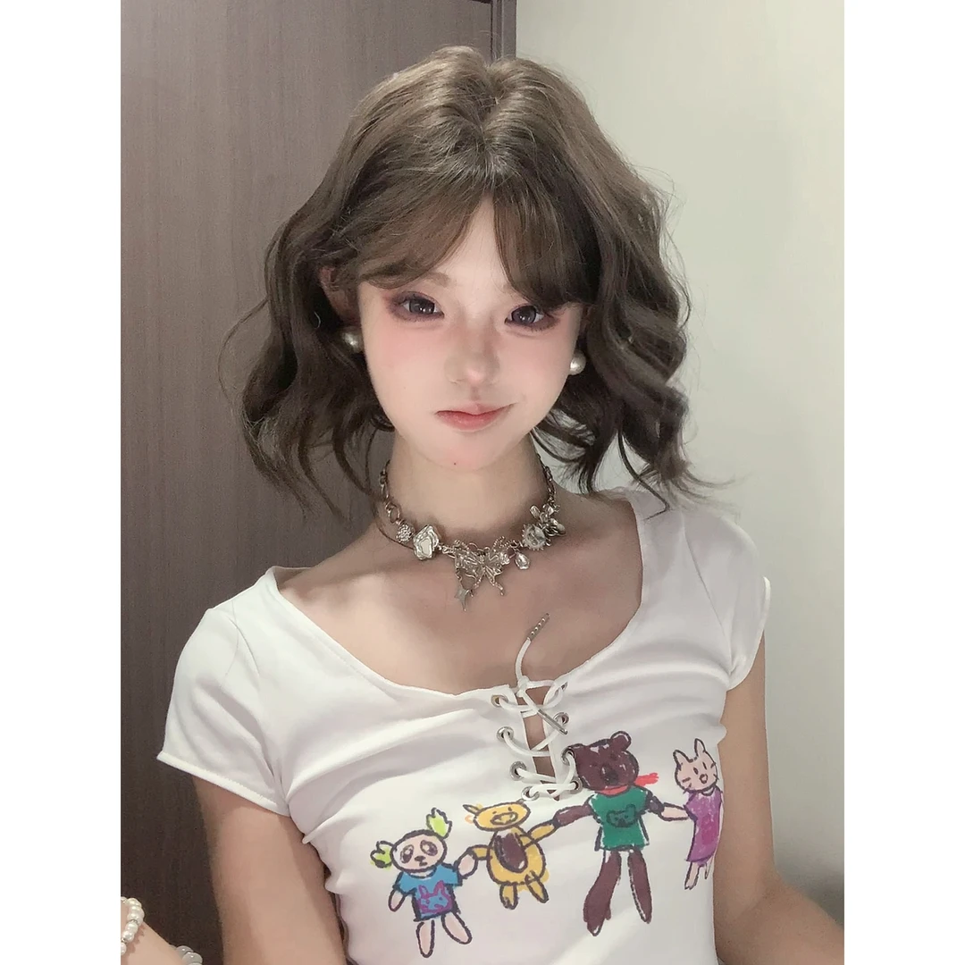 小羊专属【可爱卷卷】假发女几字刘海短发羊毛卷甜美可爱机织整顶