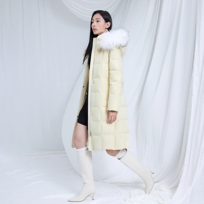 LIME/莱茵【自在从绒】冬季连帽保暖鹅绒长羽绒服多色LDFD9AOLC802