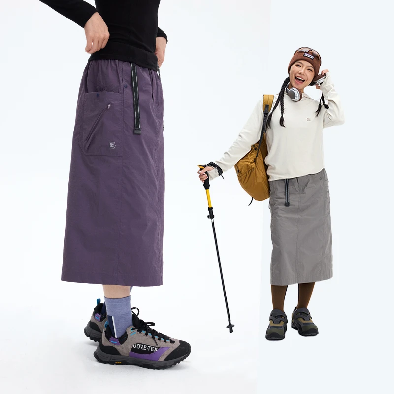 NBCT山系户外休闲裙子女夏季复古中长款A字半身裙0263-2