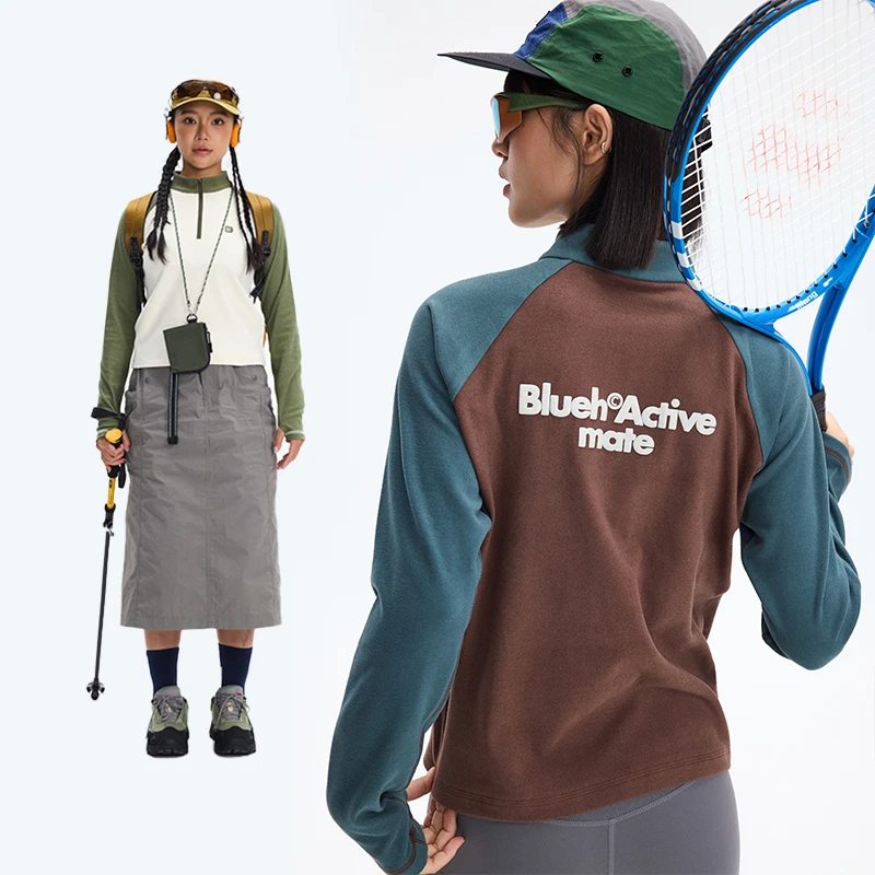 NBCT户外半拉链运动长袖针织衫插肩袖立领运动骑行衣T恤0278