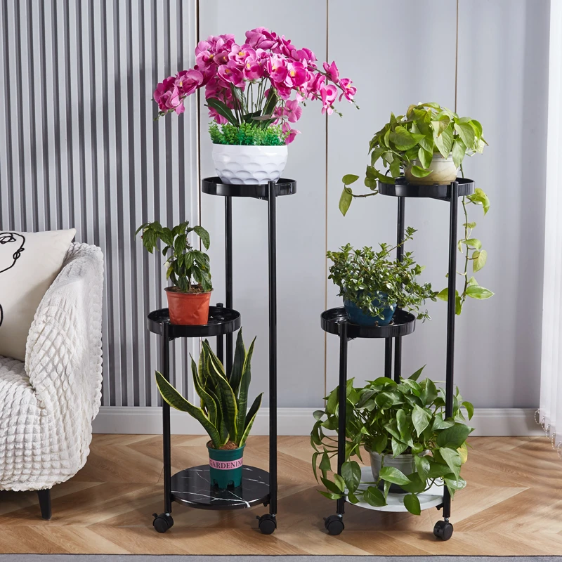 可移动带轮花架客厅室内阳台落地式多层花架置物架现代绿萝花盆架