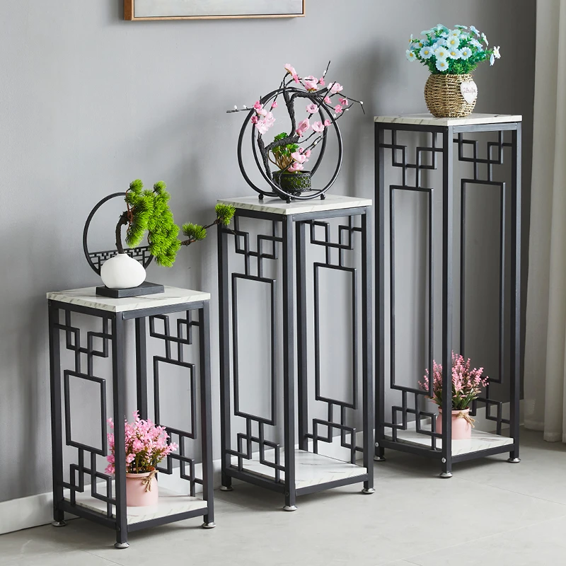 中式花架铁艺装饰置物架阳台创意室内多层盆景架家用古典花盆架子