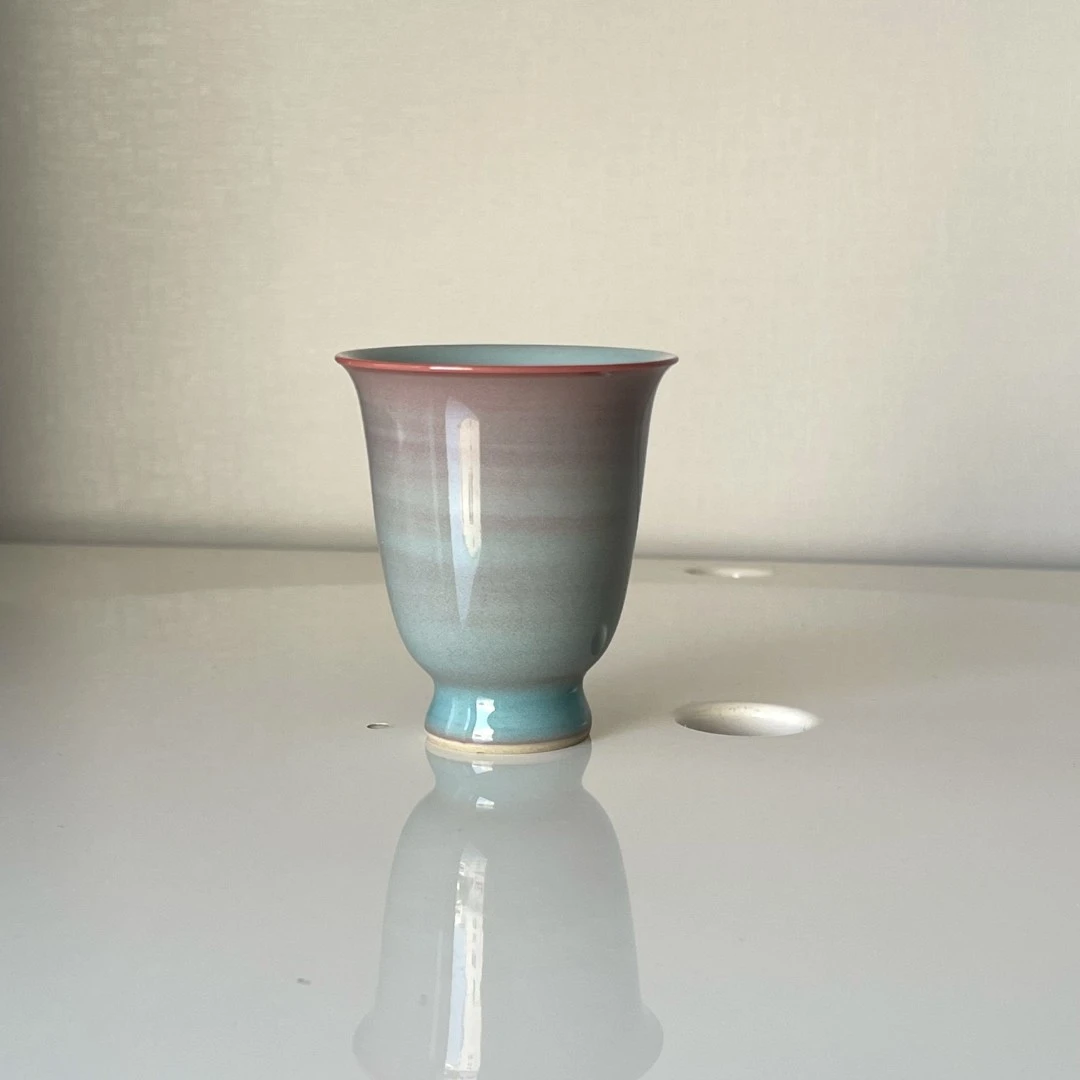 林坞窑花神品茗杯（红粉色釉）陶瓷