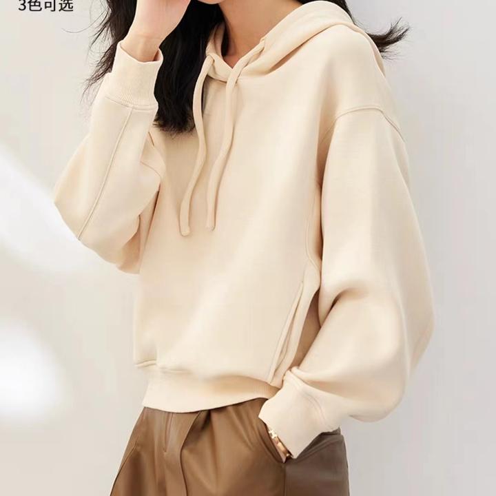 春秋款空气层太空棉百搭休闲连帽女款卫衣   用心卖好面料
