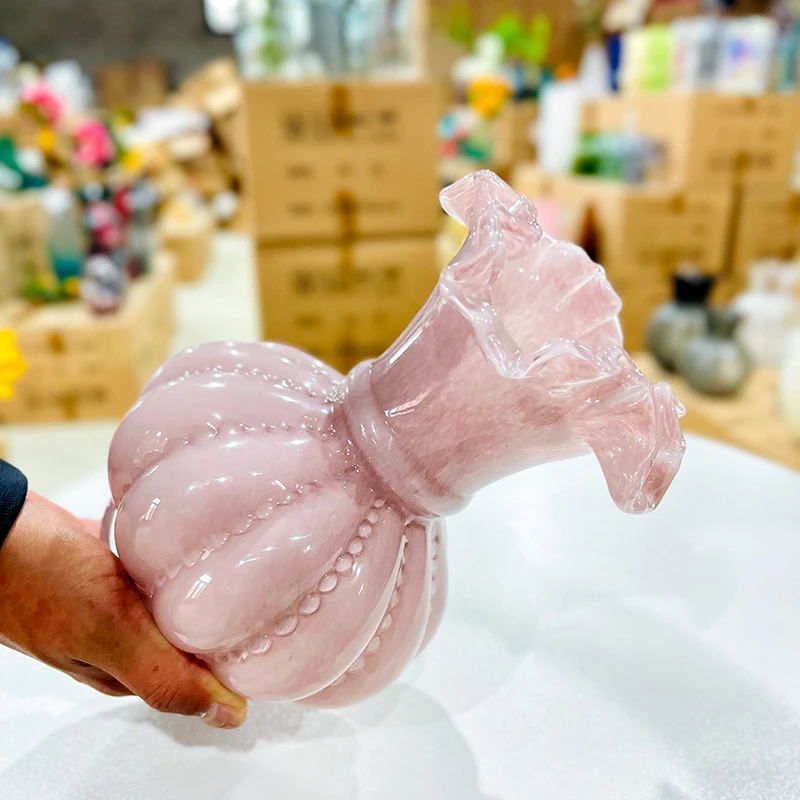 法式芬顿花瓶琉璃高级感福袋ins粉色客厅餐桌插花摆件中古2011