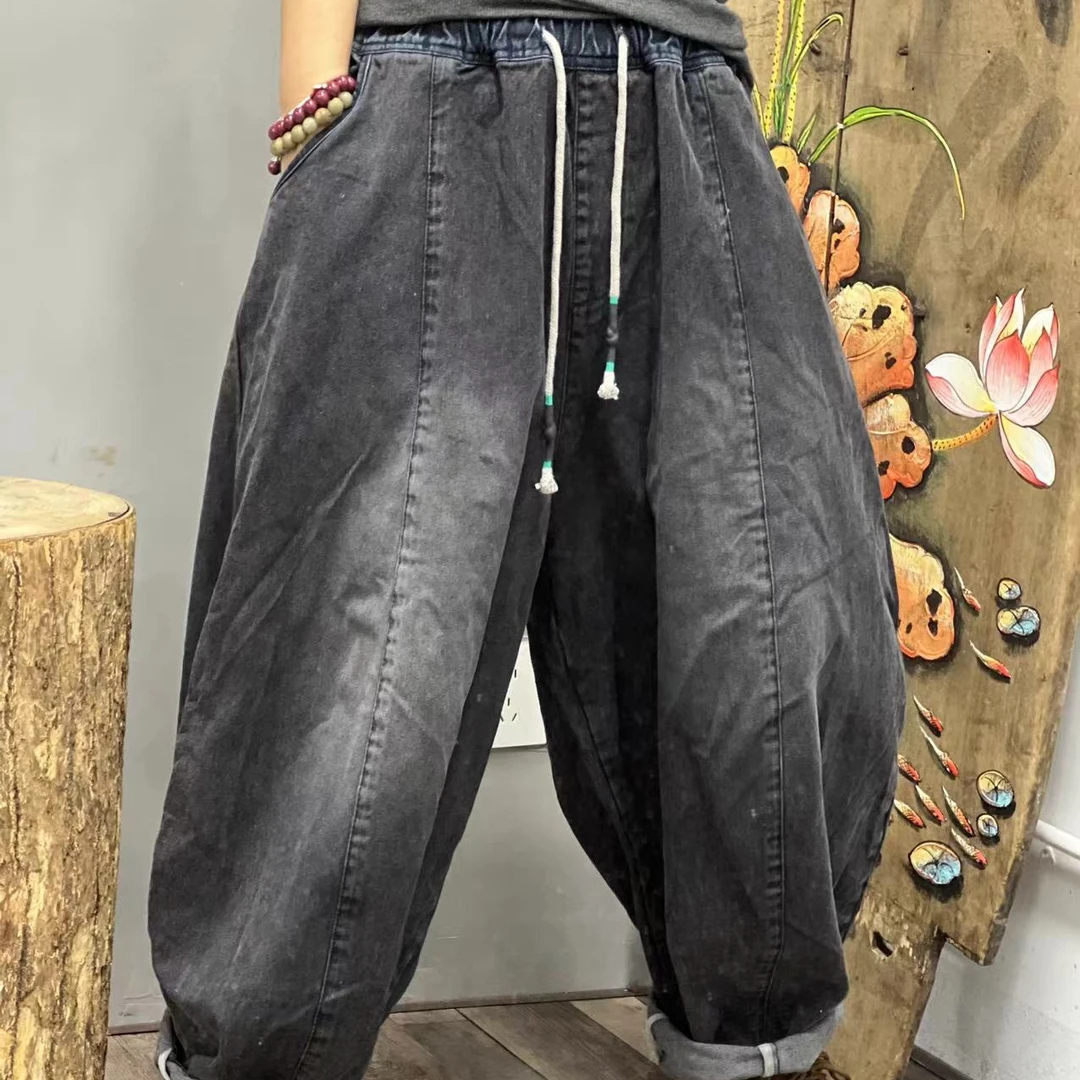 MK 丽子原创蜜瓜裤牛仔裤休闲个性百搭大码女 臀围132裤长86