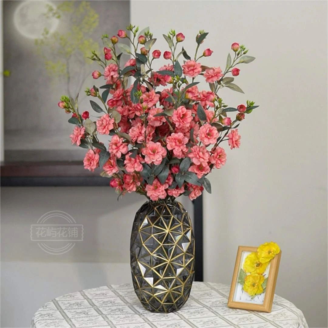 山茶花仿真花绢花婚庆摆件田园假花家居橱窗装饰花卉家居桌花摆放