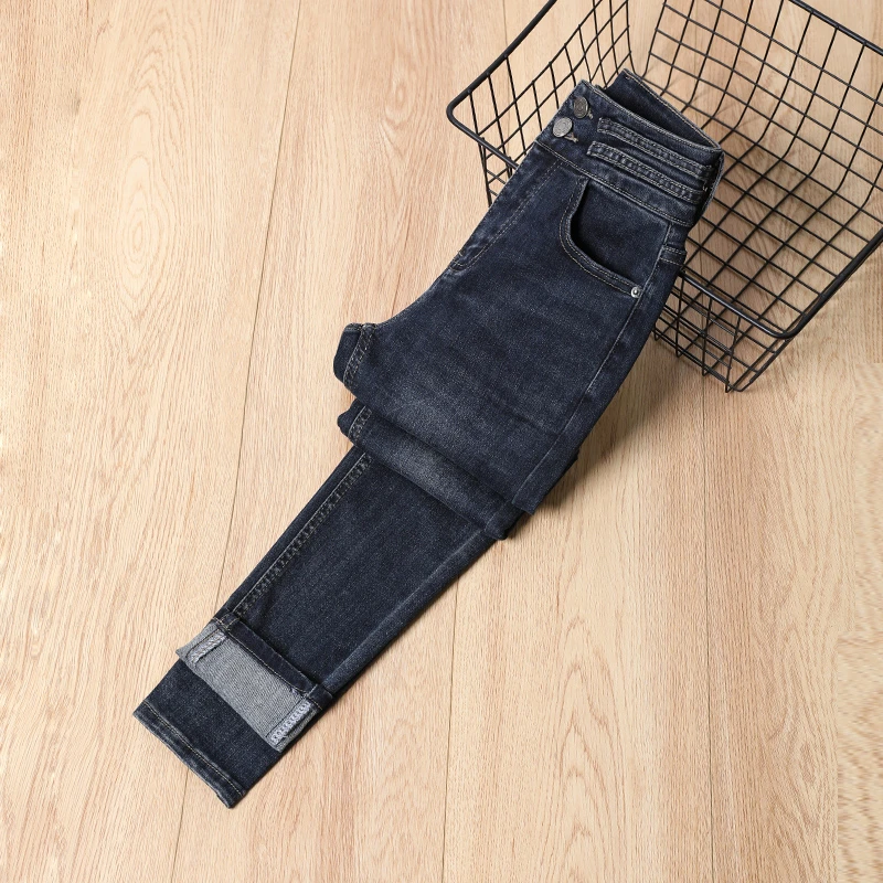 高腰小脚牛仔裤女弹力修身显瘦秋冬百搭紧身外穿韩版铅笔裤高级感