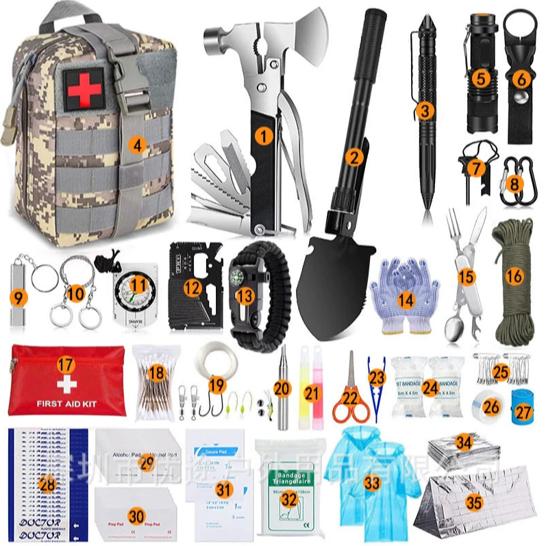跨境腰间多功能应急包便携式求生车载急救用品生存工具装备