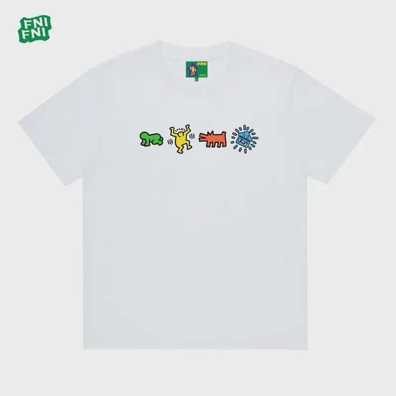 FNI国潮重磅纯棉（小人基础款）男女同款t恤美式复古短袖24新款.