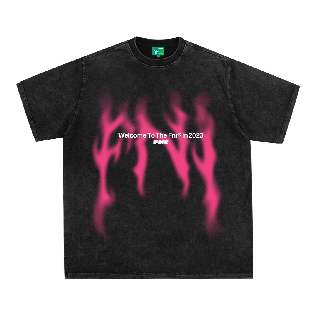 FNI《主理人限定》2024早春款-重磅320g闪电水洗短袖街头复古t恤服.
